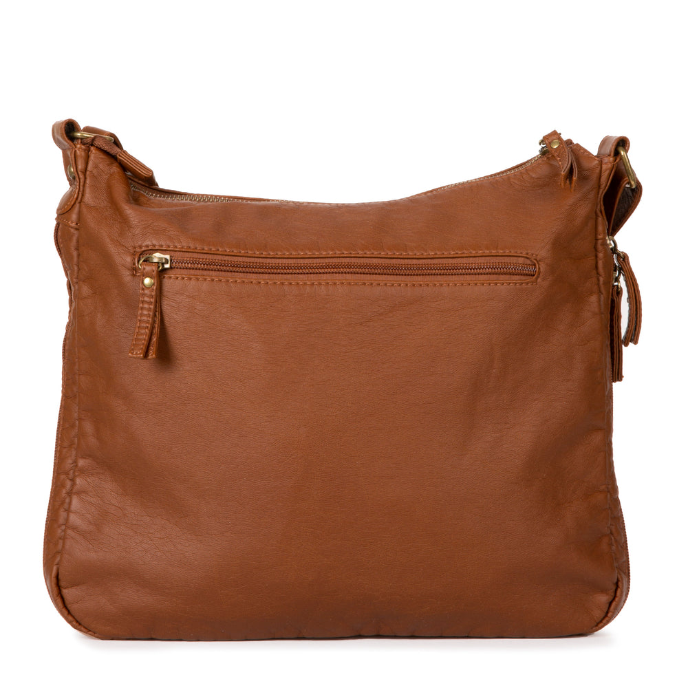 Large Faux Leather Expandable Crossbody Bag - Bentley