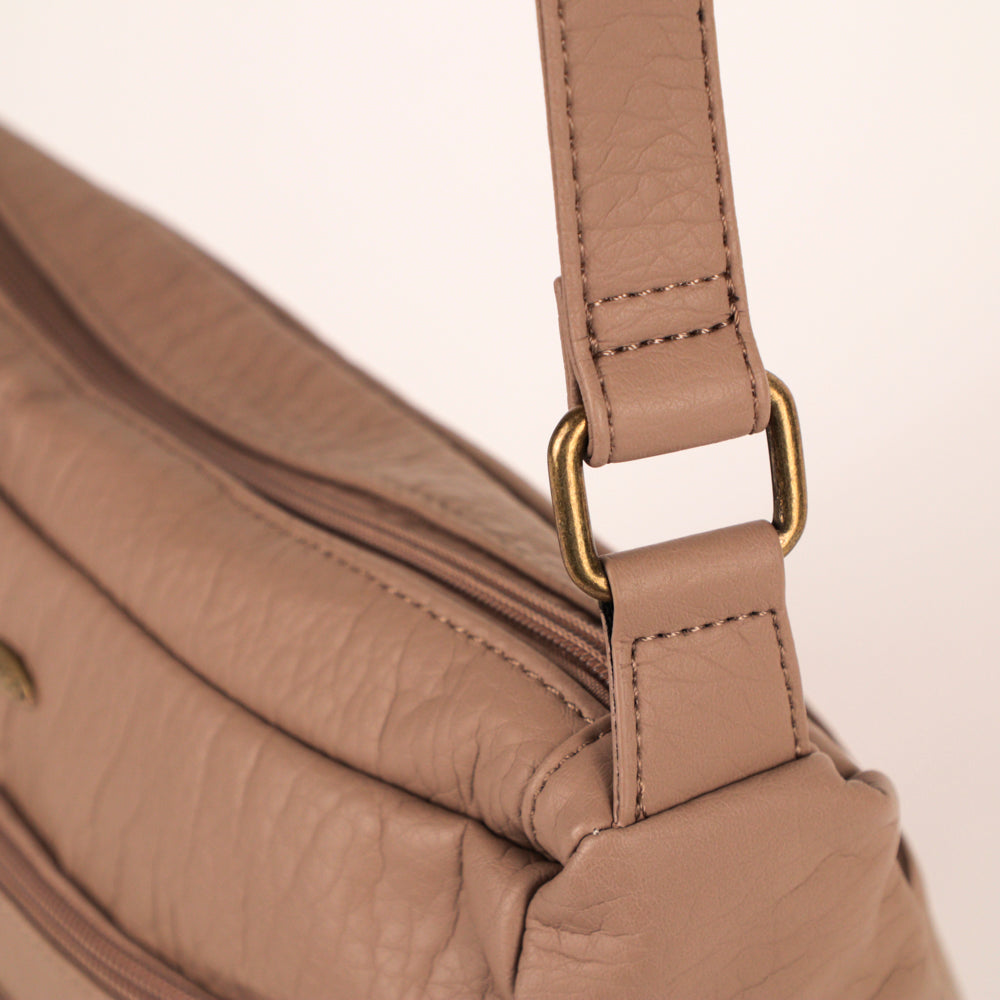 Pebbled N/S Crossbody Bag - Bentley