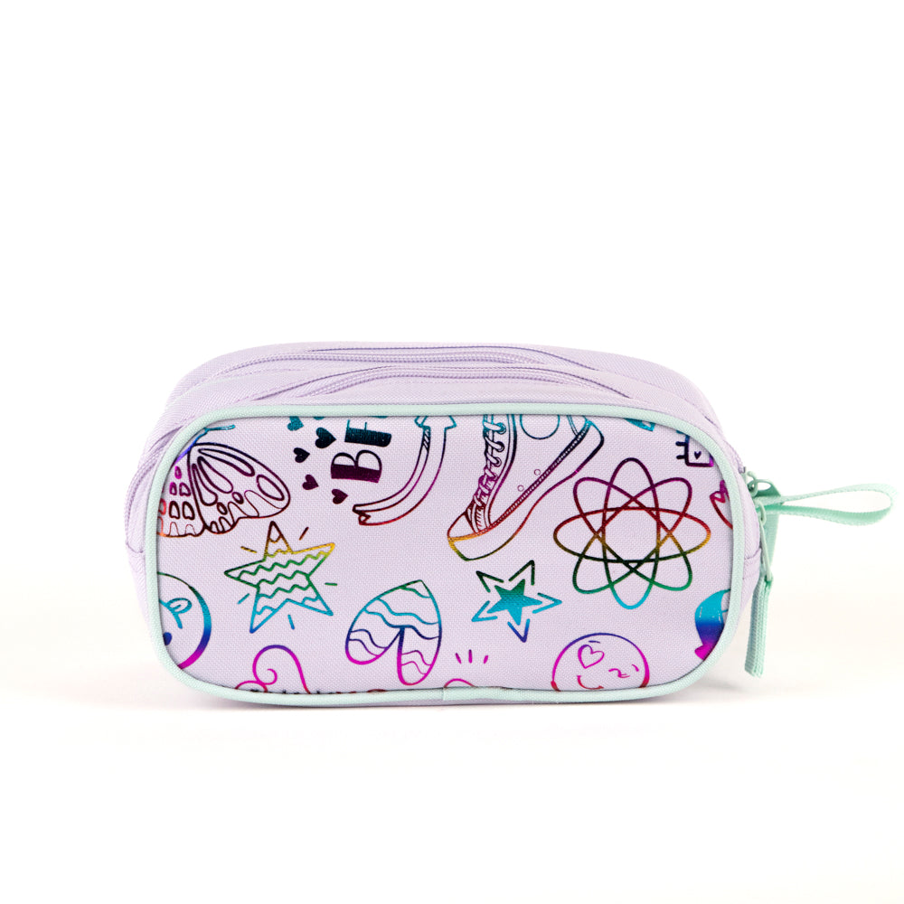 Trousse à crayons violette à motif Doodle Tracker