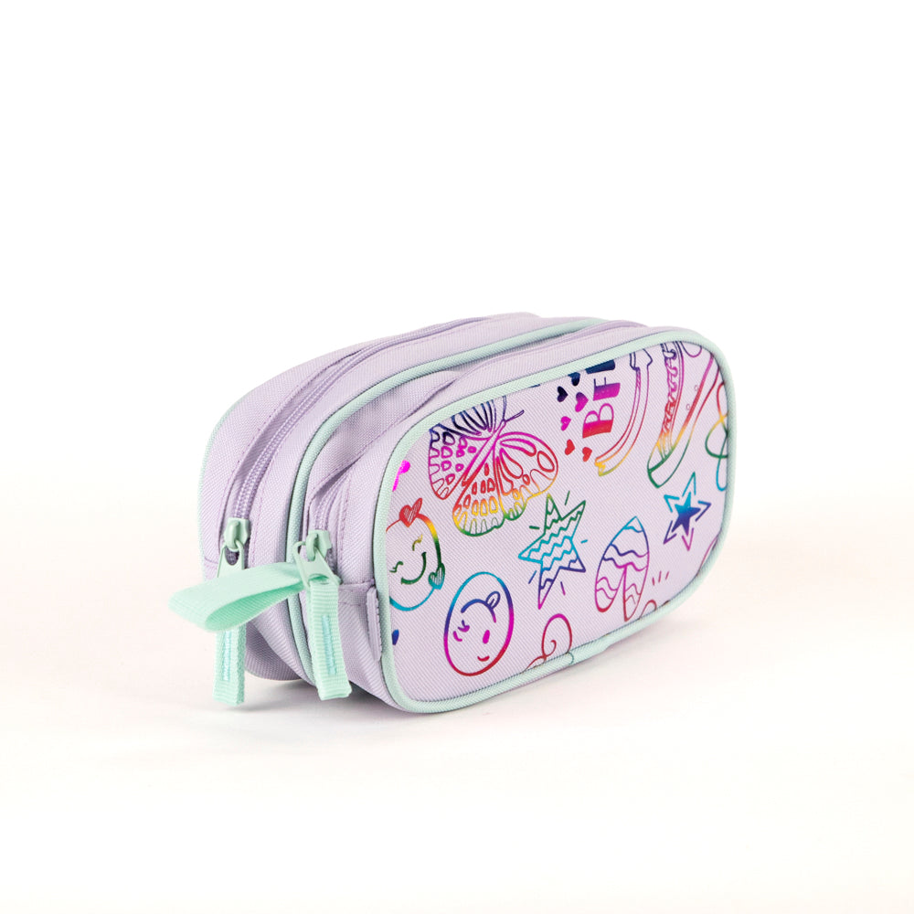 Trousse à crayons violette à motif Doodle Tracker