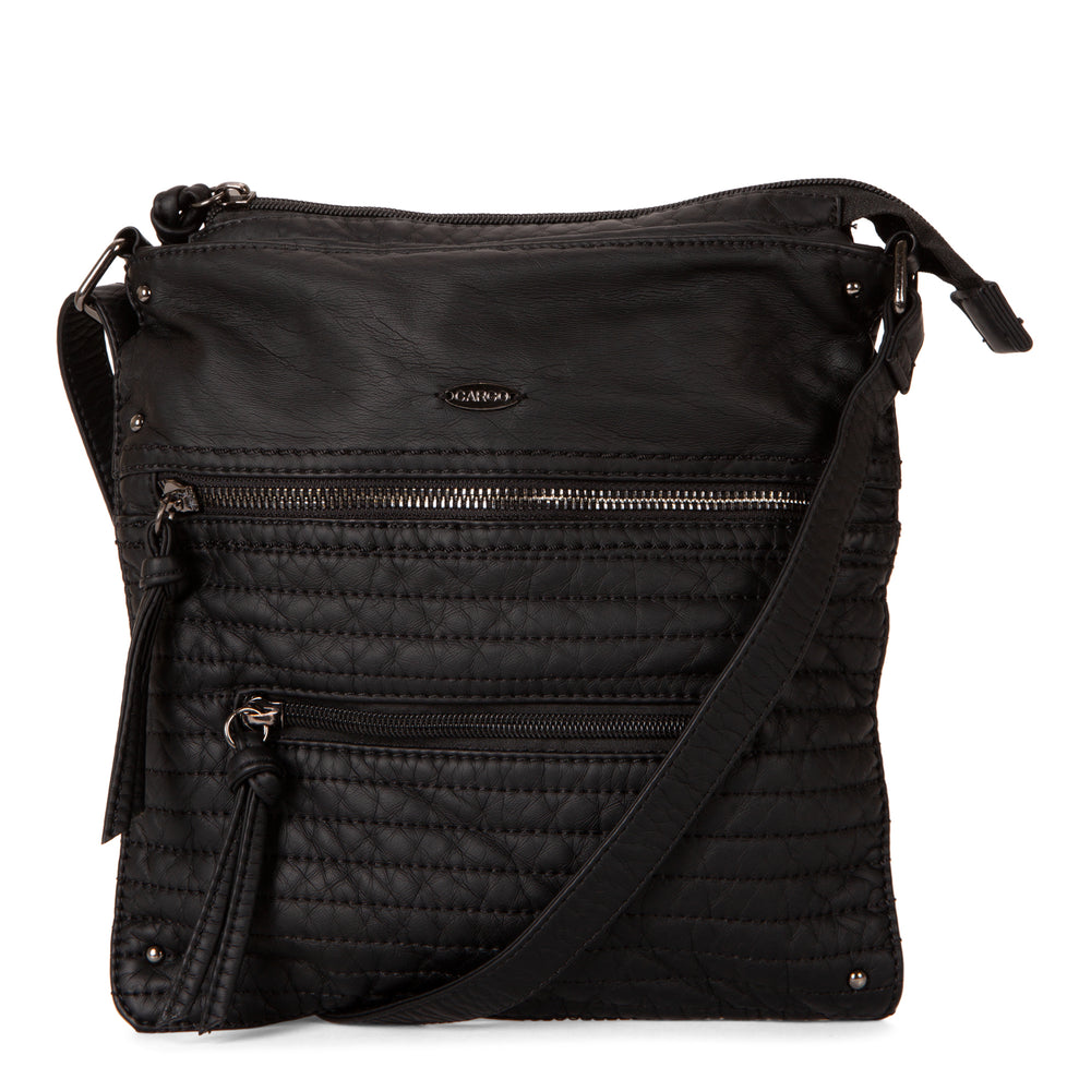 Small Faux Leather Quilted Multi Zip Crossbody - Bentley