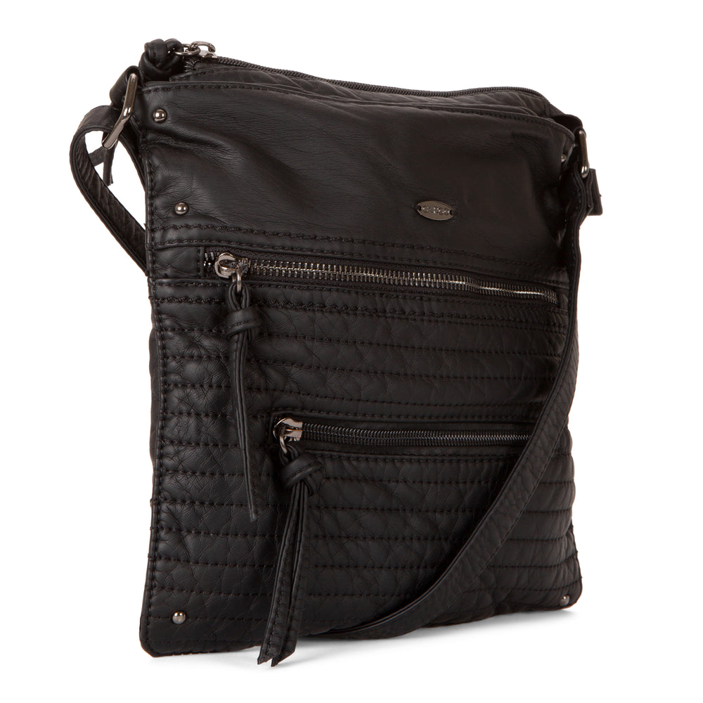 Small Faux Leather Quilted Multi Zip Crossbody - Bentley