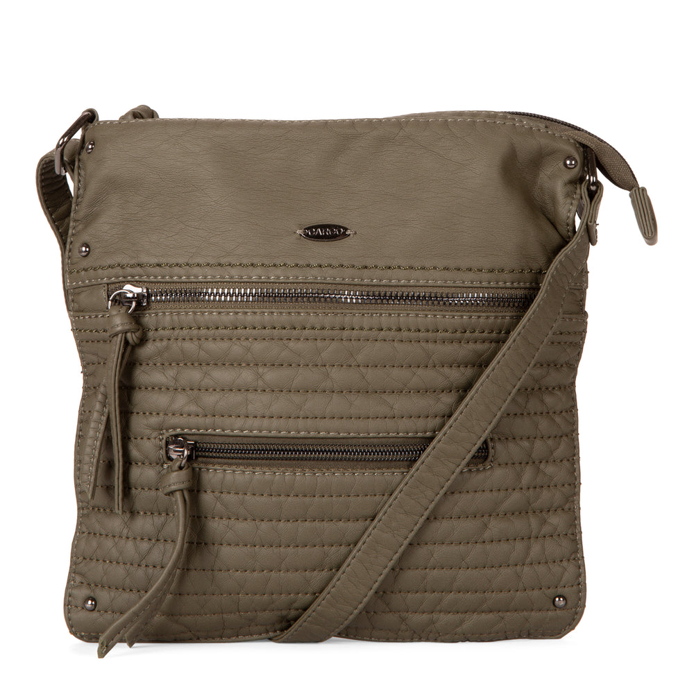 Small Faux Leather Quilted Multi Zip Crossbody - Bentley