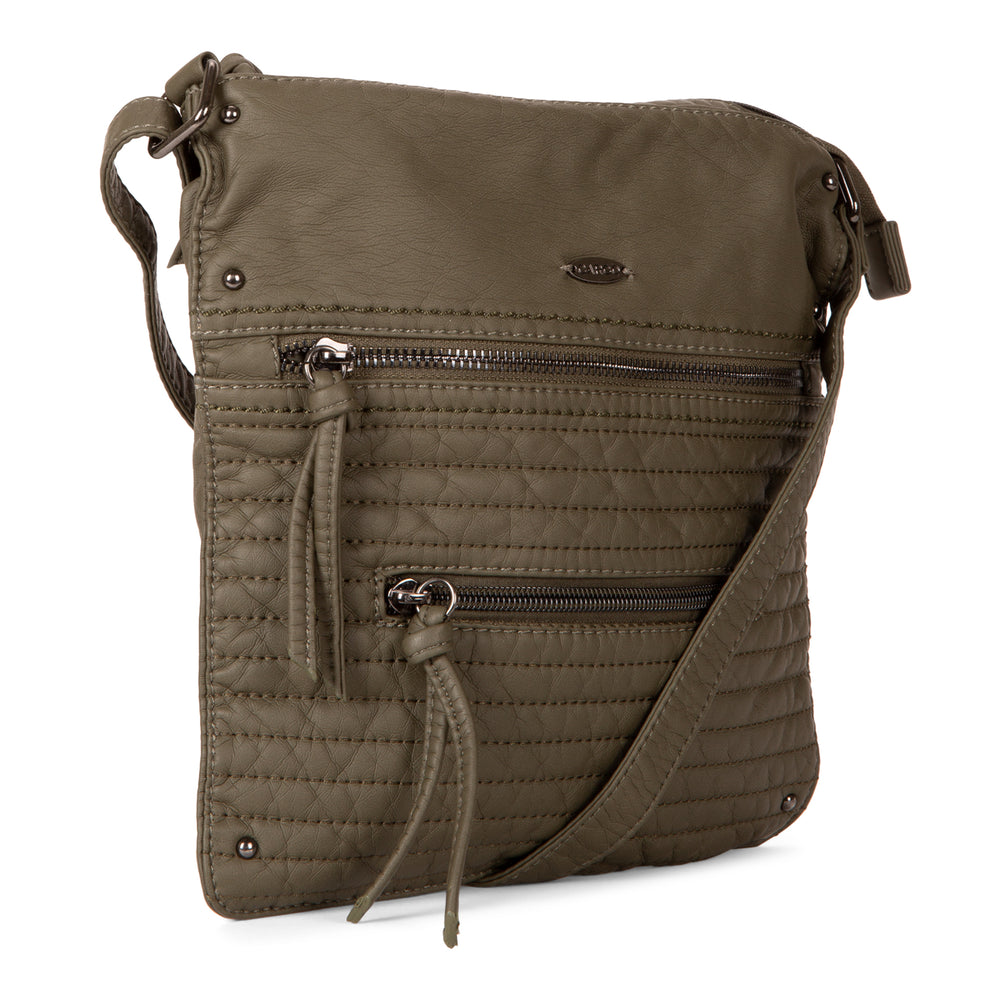 Small Faux Leather Quilted Multi Zip Crossbody - Bentley