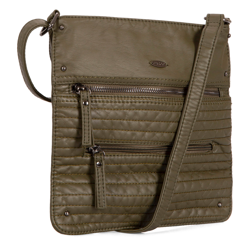 Small Faux Leather Quilted Multi Zip Crossbody - Bentley