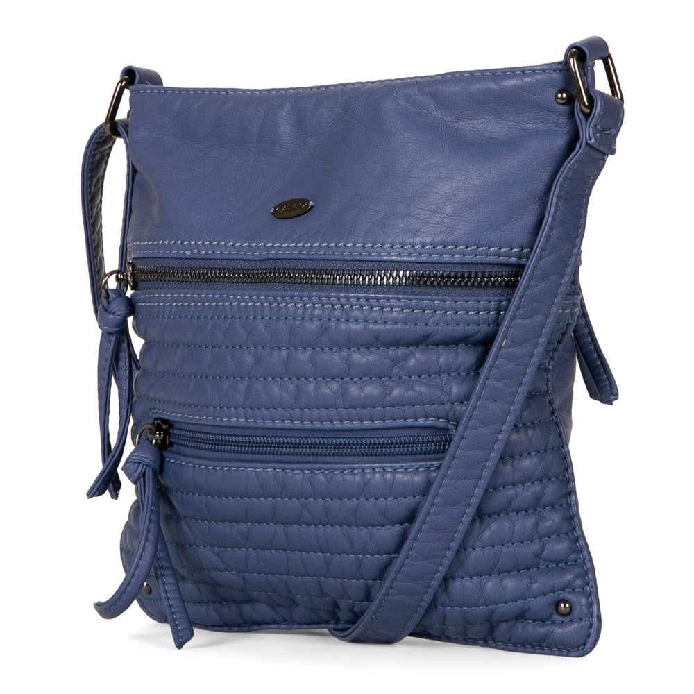 Small Faux Leather Quilted Multi Zip Crossbody - Bentley