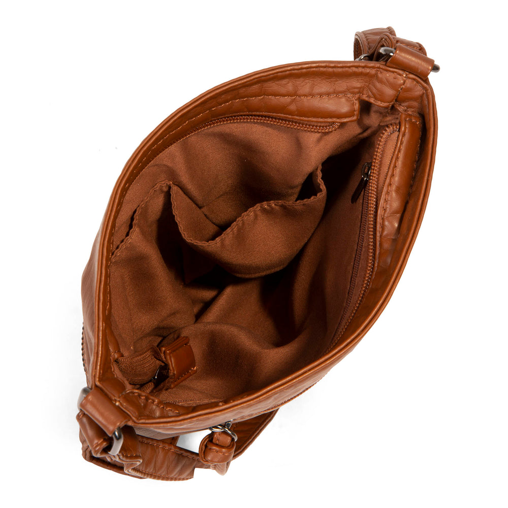 Small Faux Leather Quilted Multi Zip Crossbody - Bentley