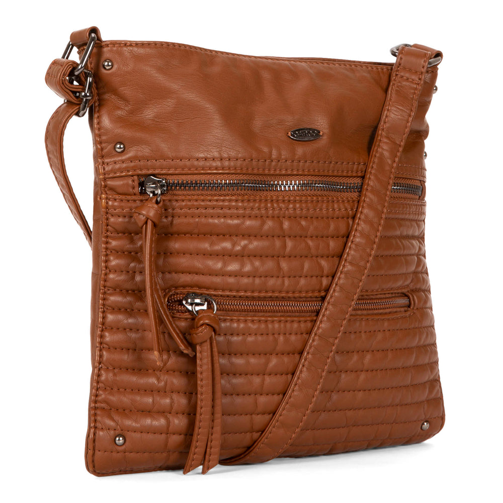 Small Faux Leather Quilted Multi Zip Crossbody - Bentley