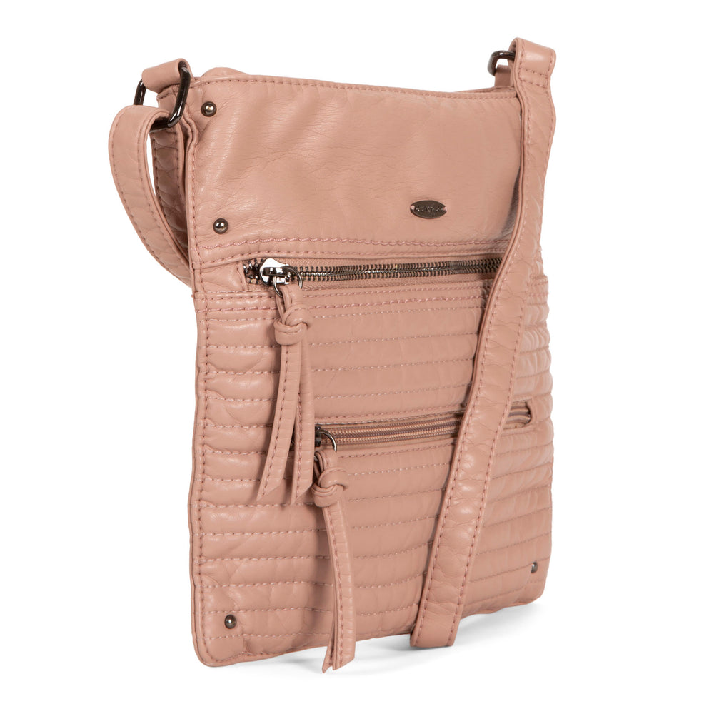 Small Faux Leather Quilted Multi Zip Crossbody - Bentley