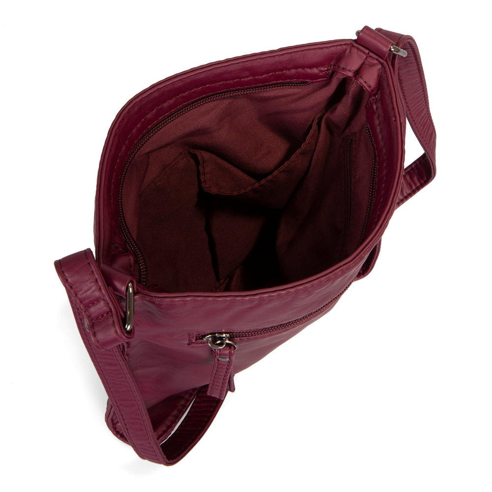 Small Faux Leather Quilted Multi Zip Crossbody - Bentley