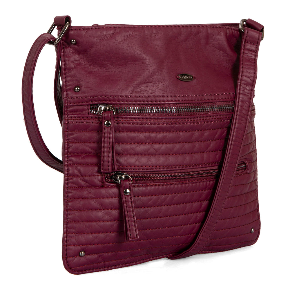 Small Faux Leather Quilted Multi Zip Crossbody - Bentley