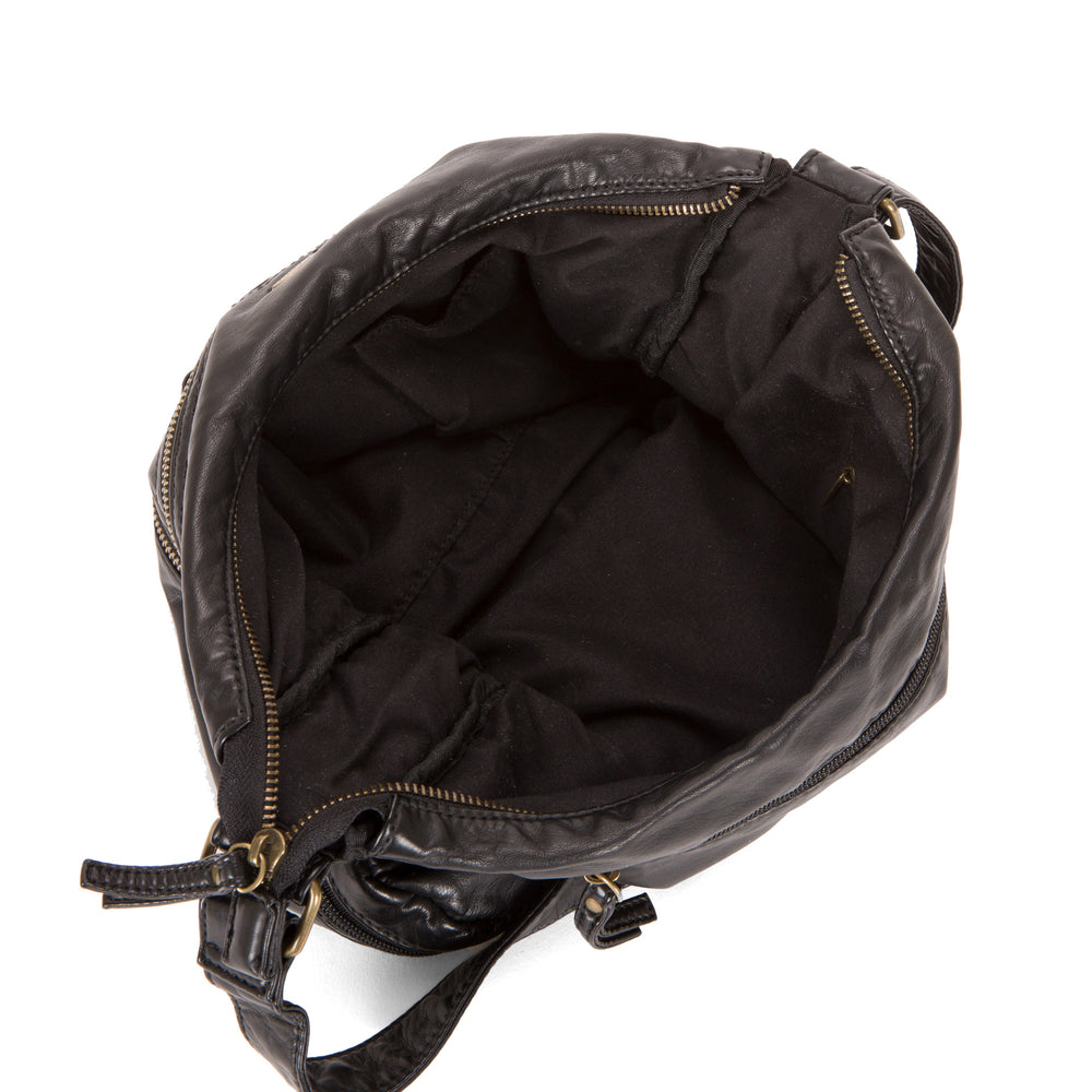 Large Faux Leather Expandable Crossbody Bag - Bentley