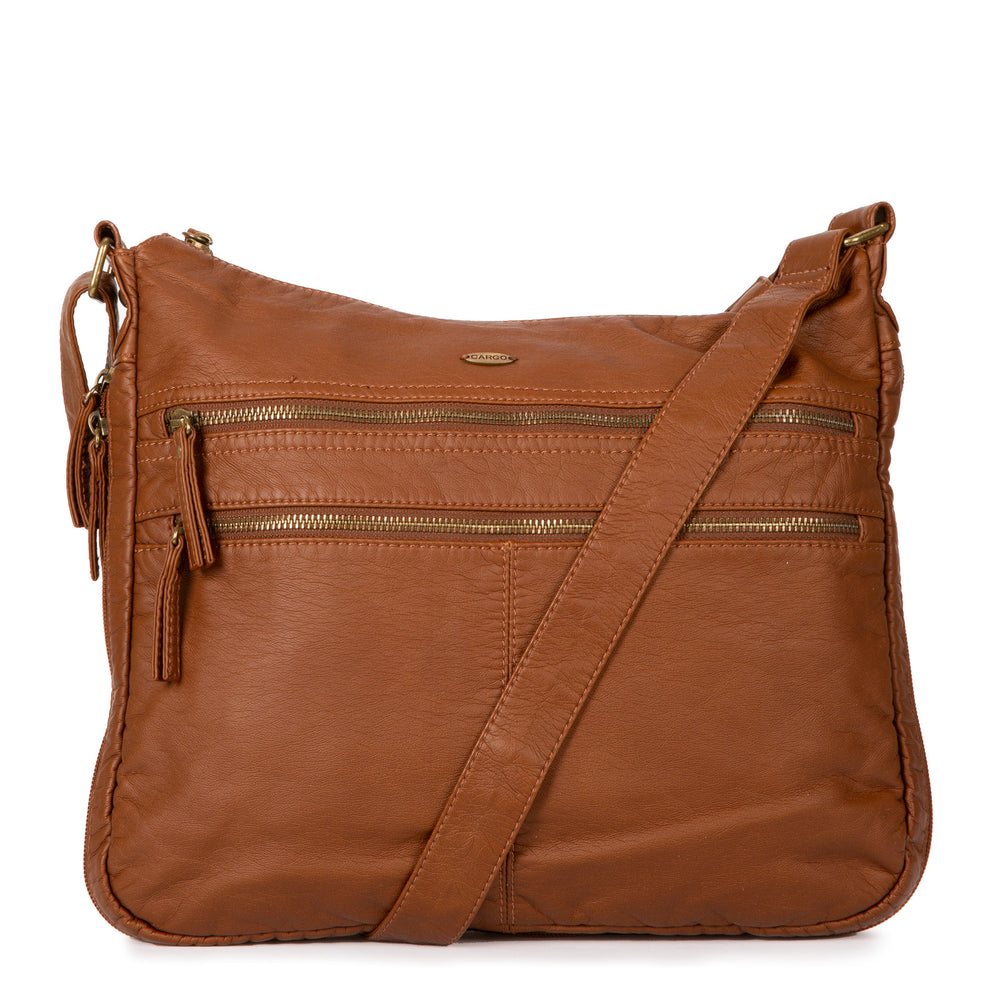 Large Faux Leather Expandable Crossbody Bag - Bentley