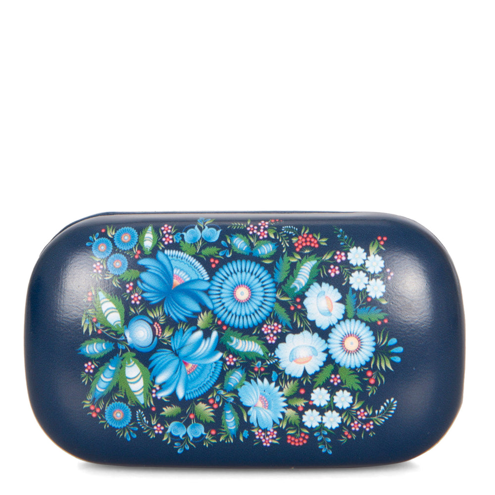 Navy Florals Snap Top Case - Bentley